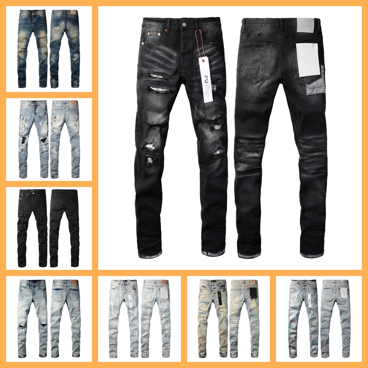 2025 Mens Trousers Purples jeans for mens Denim Designer Jeans Men Black Pants High-end Quality Straight Retro Ripped Biker Jean Slim Fit Motorcycle Clothing 28-40