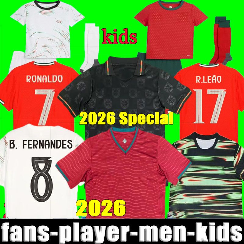 Portugal 2026 World Cup Home Away Soccer Jerseys ronaldo B.FERNANDES Portugieser RUBEN 25 26 Portuguese Player national team football shirts Men kids kit