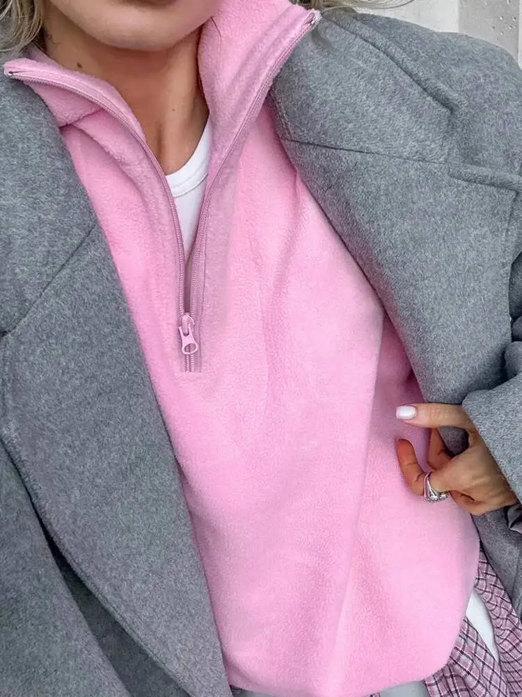 UCXQ Fashion Pullover Sweatshirt European Style Solid Color Long Sleeve All Match Loose Casual Top Women Spring Autumn 1497 251017