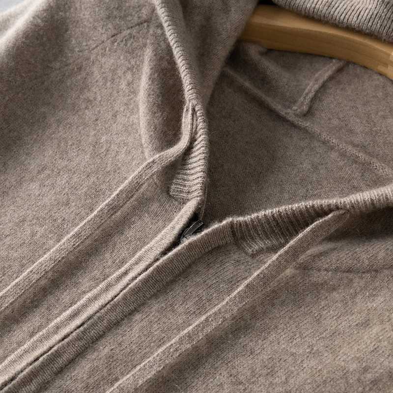 DjzDsm Autumn and Winter100 Merino Wool Mens Knitted Top Zipper Hoodie Zipper Cardigan Knitted Coat Sweater Hoodie W251021