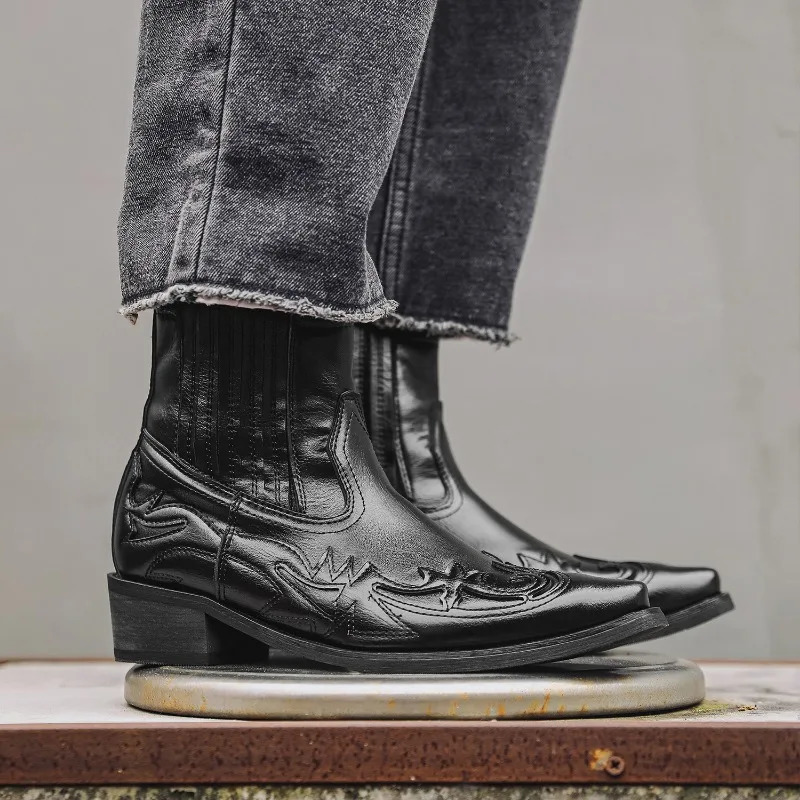 Mens Boot Handmade Wedge Ankle Boots for Men Western Cowboy Boots Unisex Mens Leather Shoes HardWearing251020