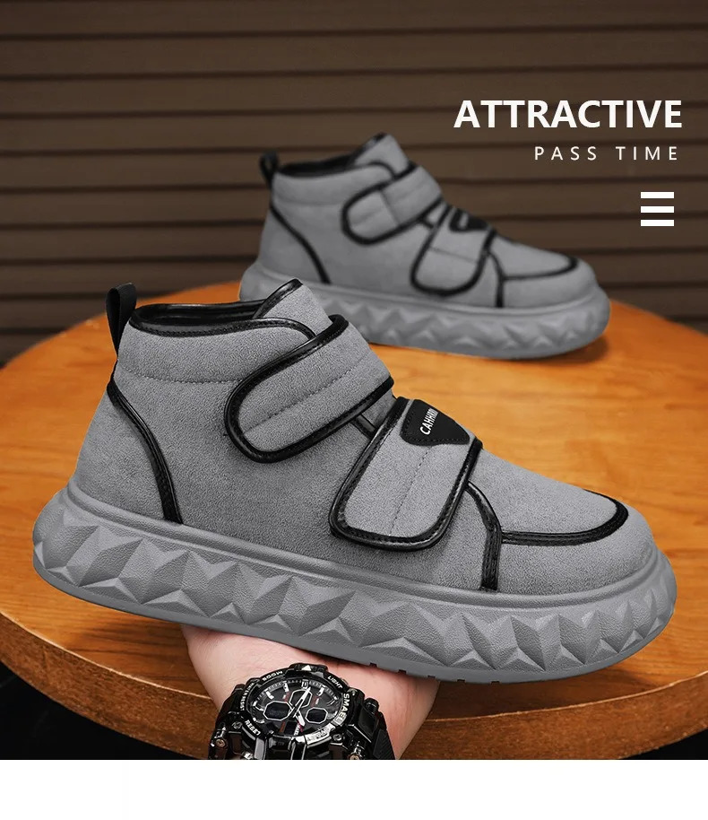 Style Hightop Sneakers with Velcro Loafers Thick Soles Versatile Casual Shoes Short Boots Outdoor Mens Shoes 251017