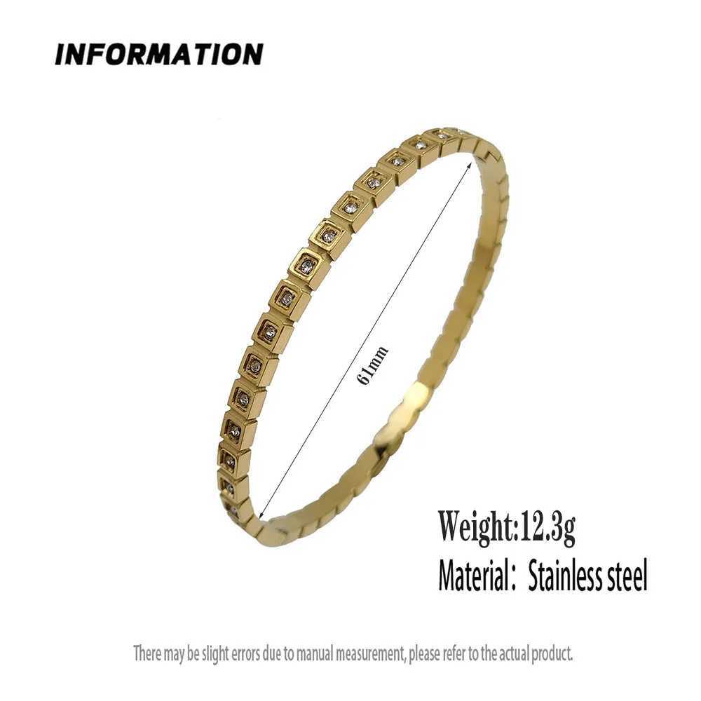 Classic square zircon goldplated stainless steel bracelet 18K high quality waterproof couple bracelet wife gift J251021
