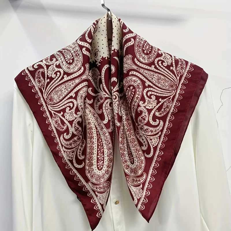 2025 New Paisy Print Small Square Scarf Soft Satin Silklike Thin Neck Scarf Mature Sty Sunscreen scarf For WenW251021