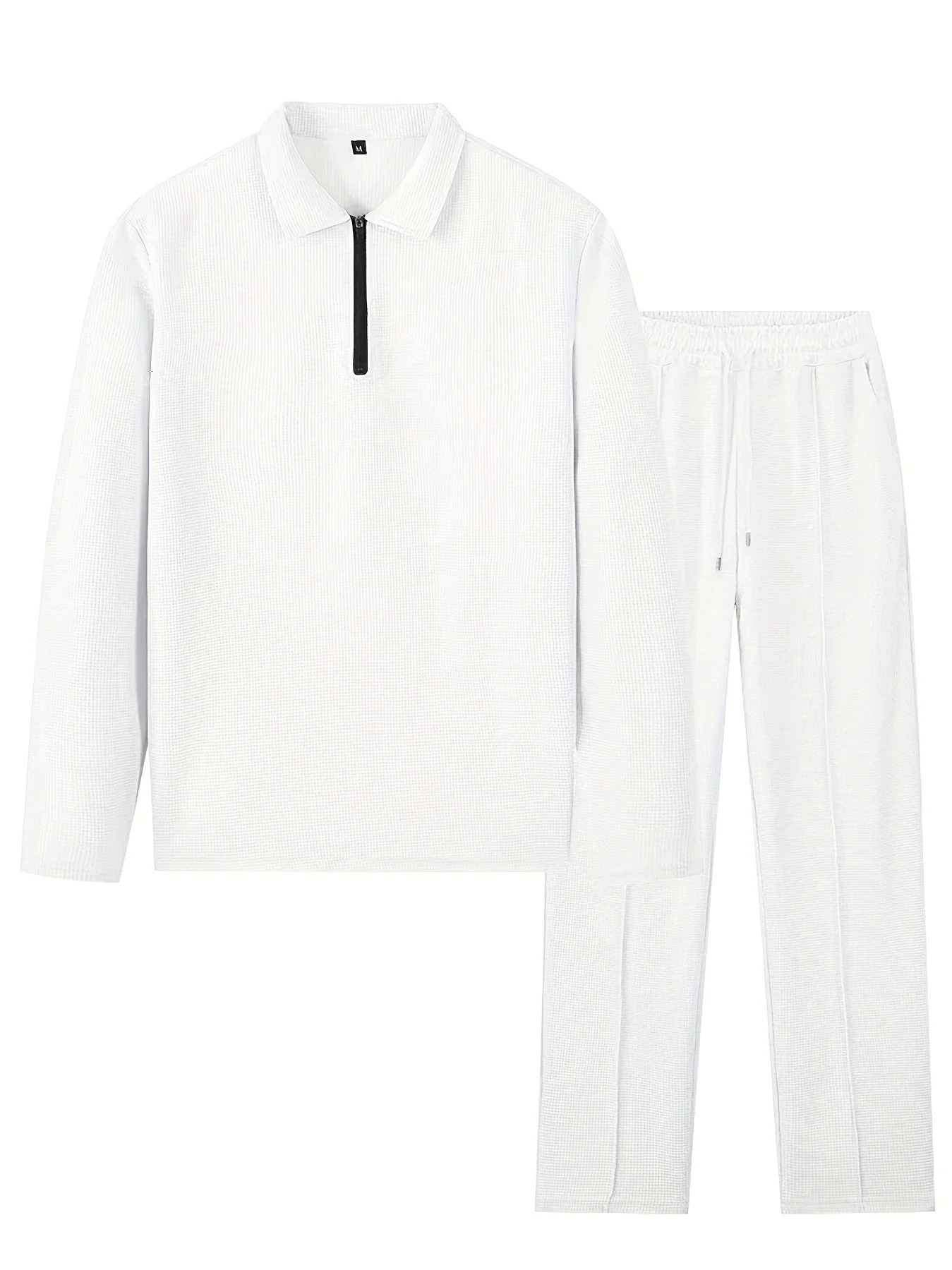 The mens spring and autumn Waffle longsleeved and long pants sportswear and casual set is made of comfortable and breatha 251021