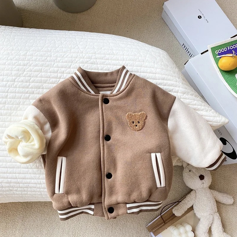 Toddler Infant Baby Boys Girls Clothes Cute Fleece Winter Warm Jacket Casual Baseball Uniform Outerwear Kids Coat 251018