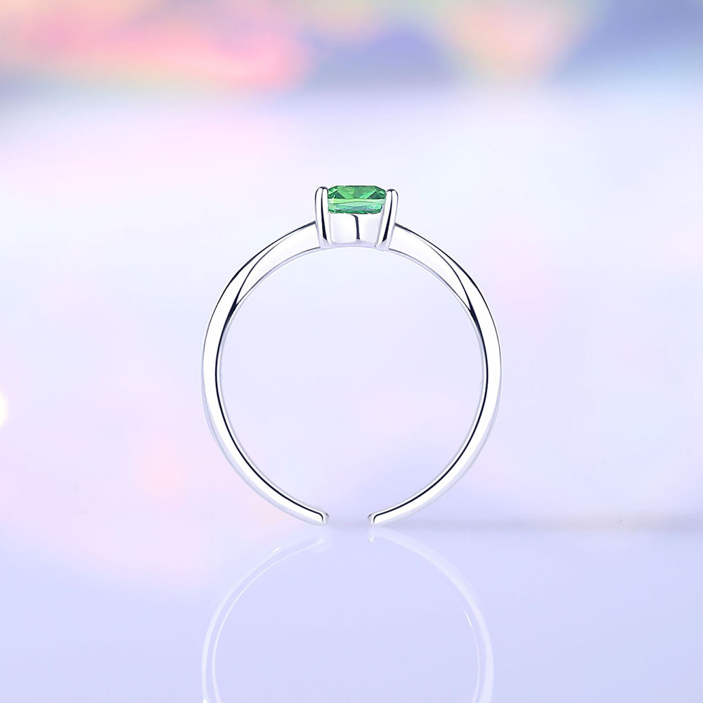 TaiYang New S925 Sterling Silver Mobius Emerald Green Ring, Unique Interwoven Adjustable Open Band for Women