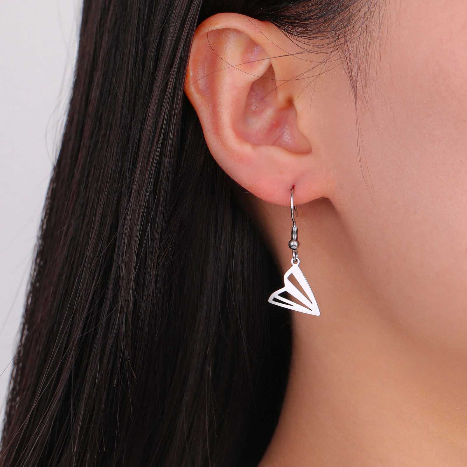 Lucktune Paper Airplane Drop Earrings Stainless Steel Minimalist Womens Earrings Fashion Gold Color Jewelry Party Birthday Gift J251021
