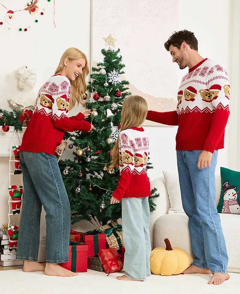 Happy New Years Costume Christmas Family Look Sweater Adults Kids Matching Pullover Cute Print Jumper Full Sleeve Soft Knitwear L251021PFCK
