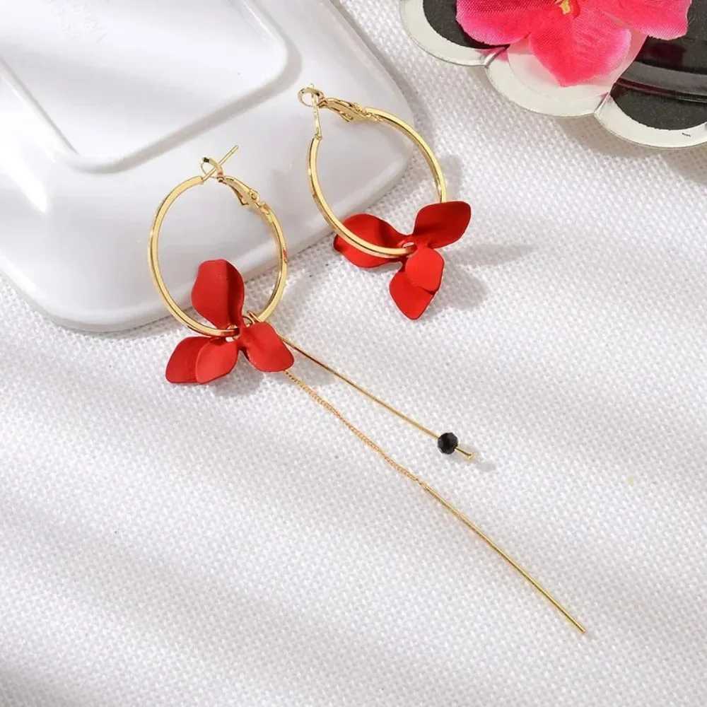 Fashion Flower Women Dangle Earrings Golden Big Circle Three Color Spray Paint Asymmetrical Drops GiftS J251021