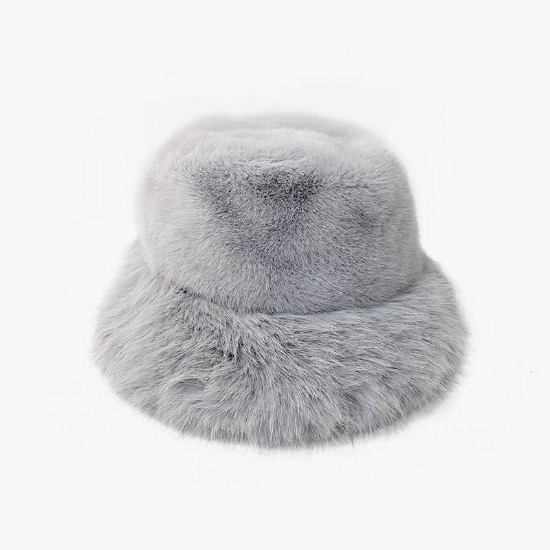 Autumn Winter Plush Hat Faux Fur Mink Fur Warm Feel Women Slimming Windproof Hat Large Brim H251020