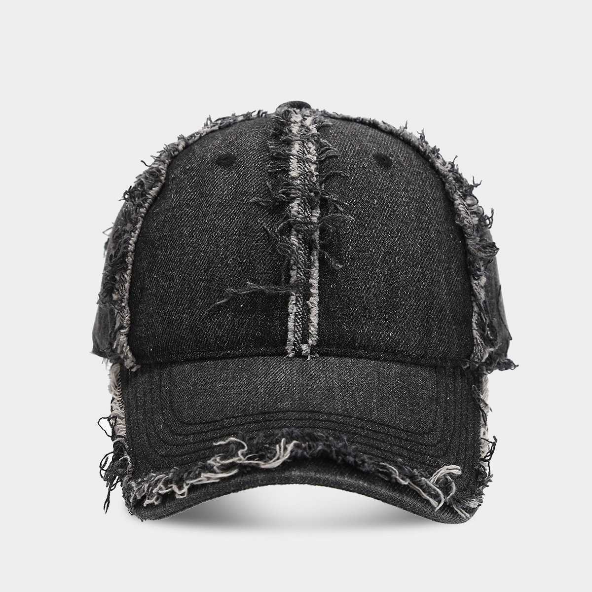 Denim Frayed Soft Top Baseball Cap for Women Slimming Vintage Fashion Duckbill Cap for Men Couple Sun Hat H251020