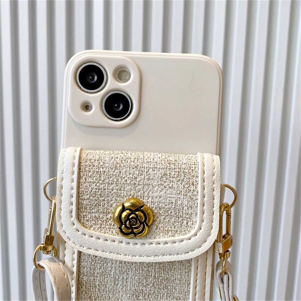 Luxury 3D Camellia Flower Leather Card Bag Crossbody Lanyard Soft Case For iPhone 16 15 14 Pro Max 13 12 11 X XS XR 7 8 Cover J251114