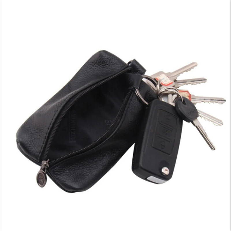 Men Car Key Case Leather Wallets Coin Purse Soft Zipper Bag Keychain Cover For Money Pocket Thin Wallets Ring Pouch Card Purse 251014