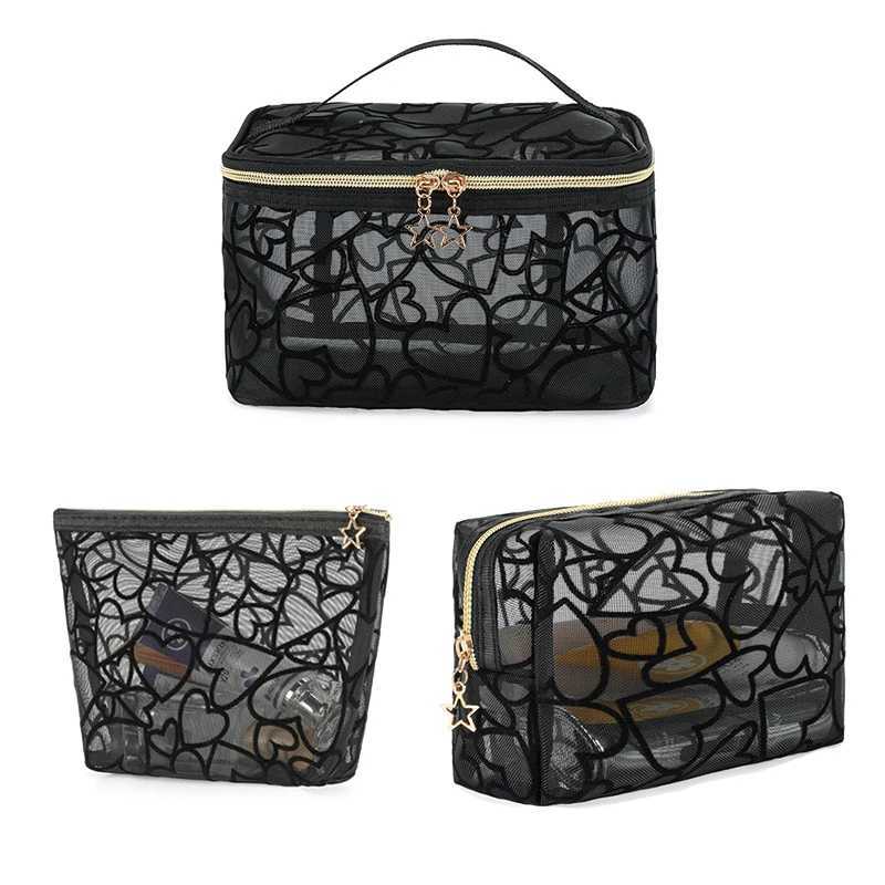 Love style handheld makeup bag travel transparent mesh storage bag travel storage makeup bagW251021