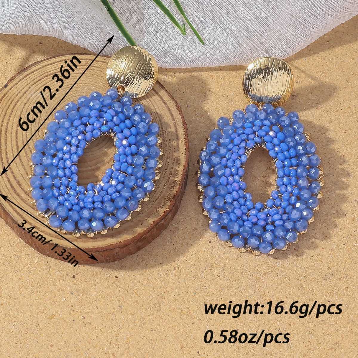 Bohemain Vintage Oval Crystal Beaded Drop Earrings for Women Handmade Multicolor Big Statement Earring Summer Party Jewelry Gift J251021