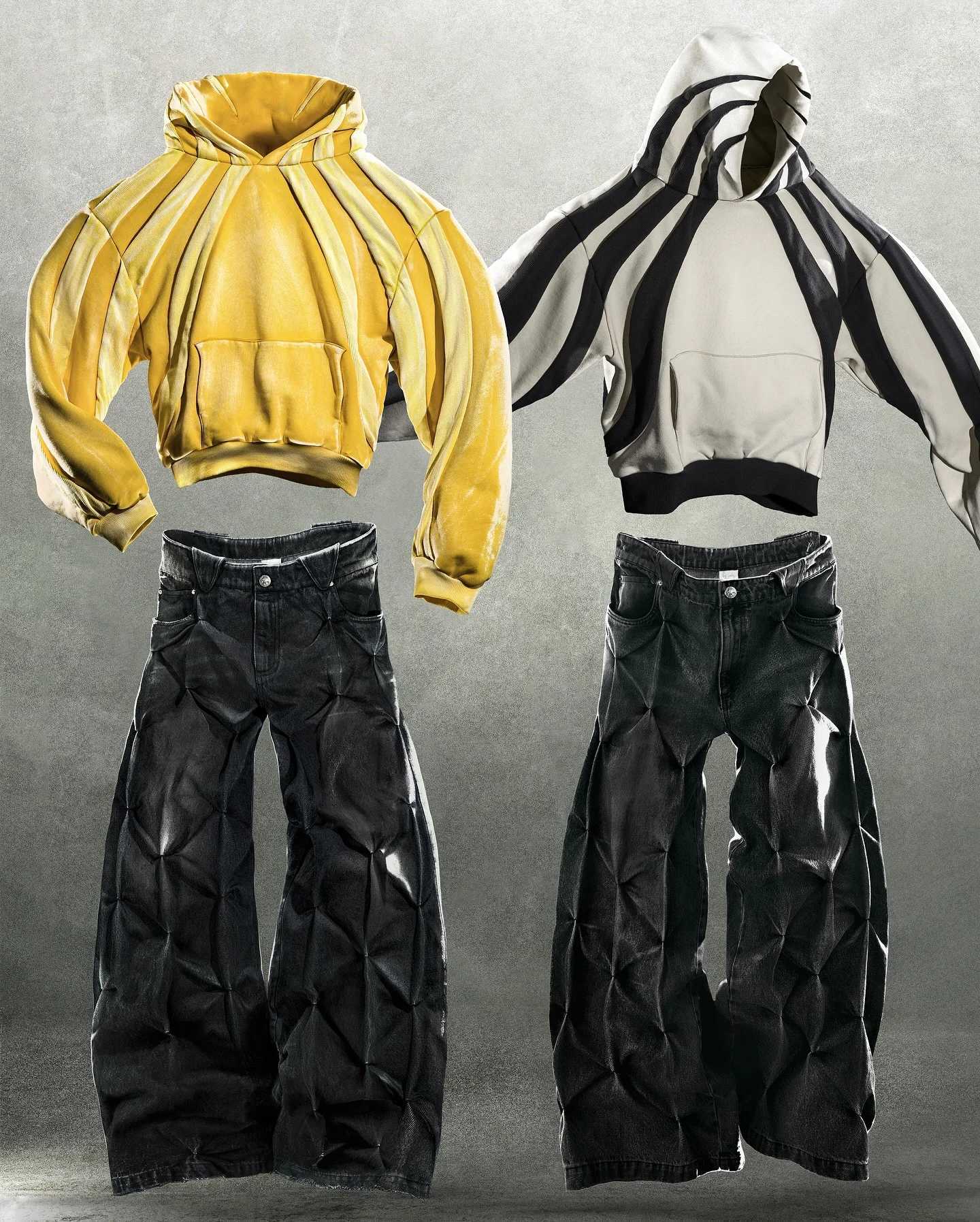 Y2K Fashion Stripe Patch Yellow Hoodie Harajuku Hip Hop Embroidery Long Sleeve Coats Loose Hooded Sweatshirt Men Women Pullover W251021