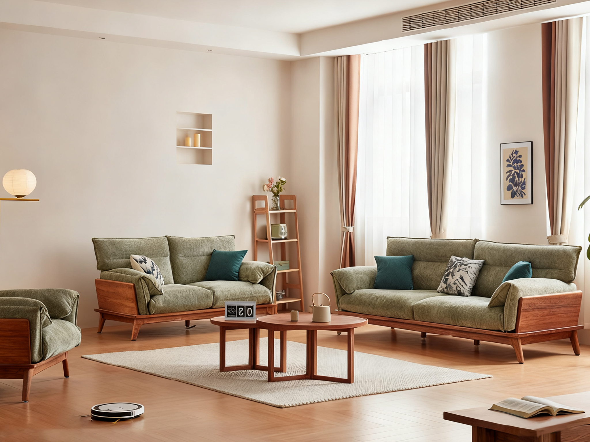 Elegant North American Solid Wood Wrapped Sofa with Comfortable Cushions