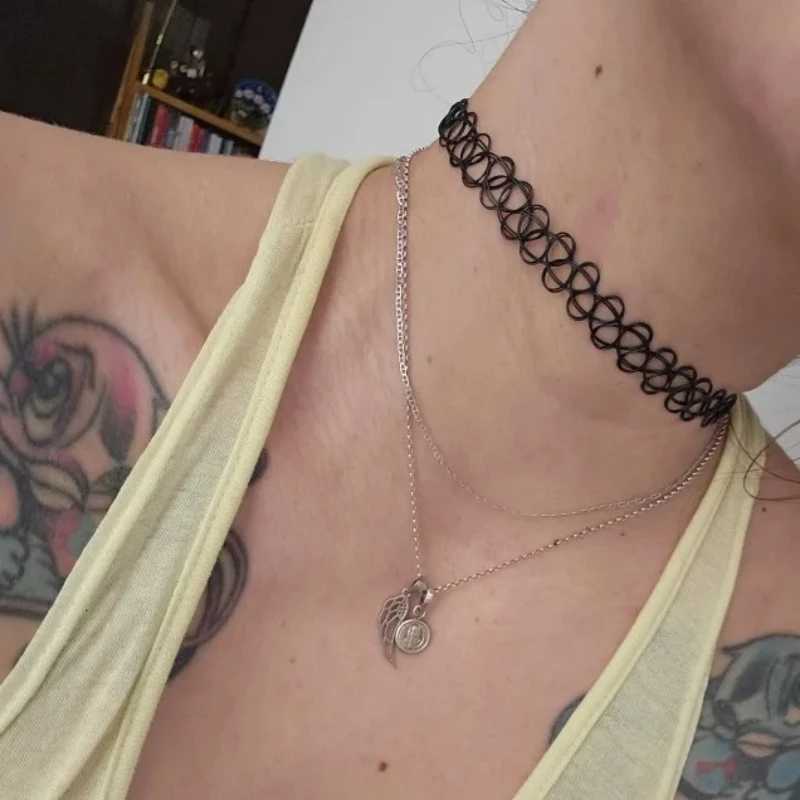 12pcs Hot Sale Vintage Chokers Necklaces For Women Stretch Tattoo Necklaces Elastic Choker Simple Trendy Girls Short Pendant XJ250717