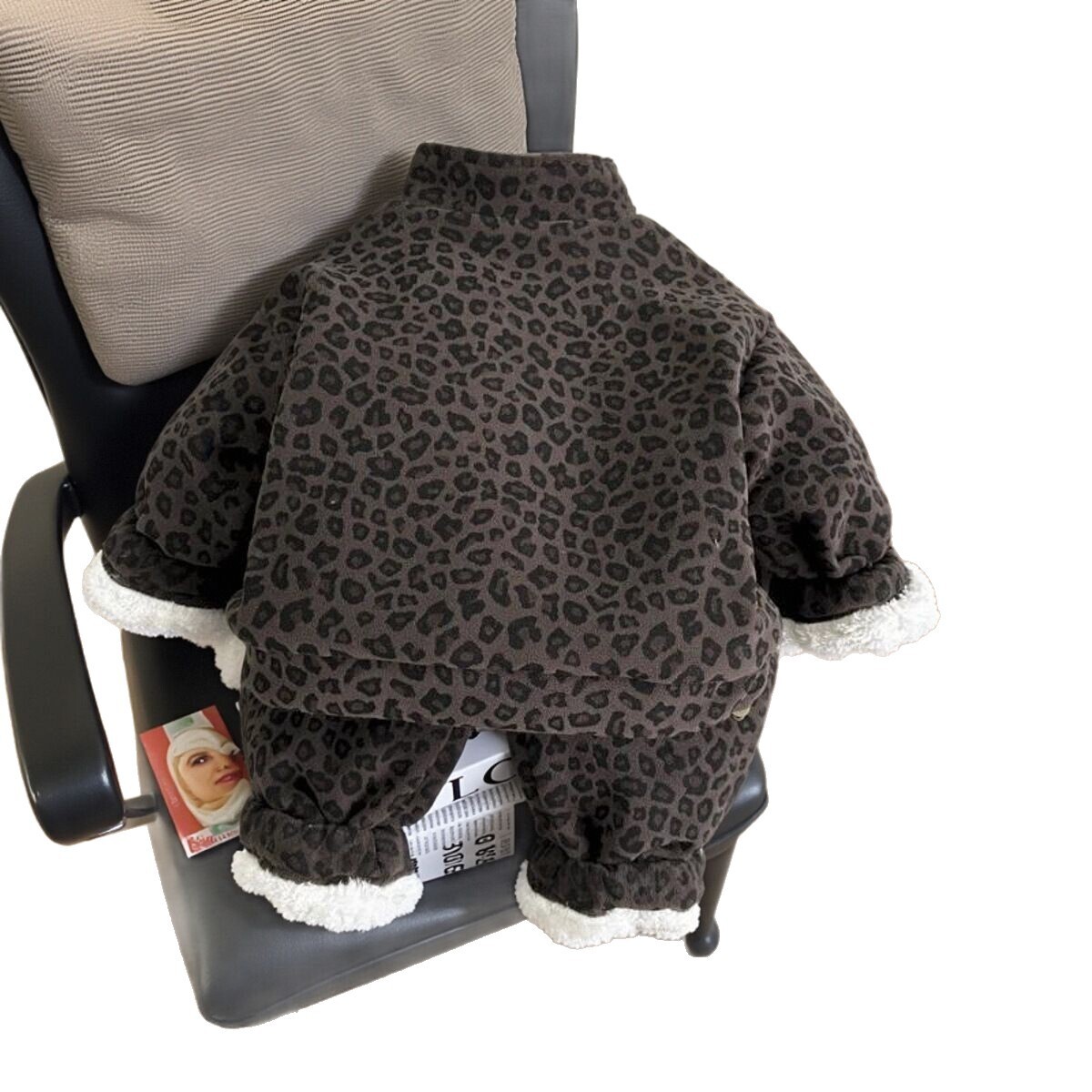 New designer boy and girl winter wool suit fashionable boy and girl baby warm thick high neck jacket pants cotton two-piece set