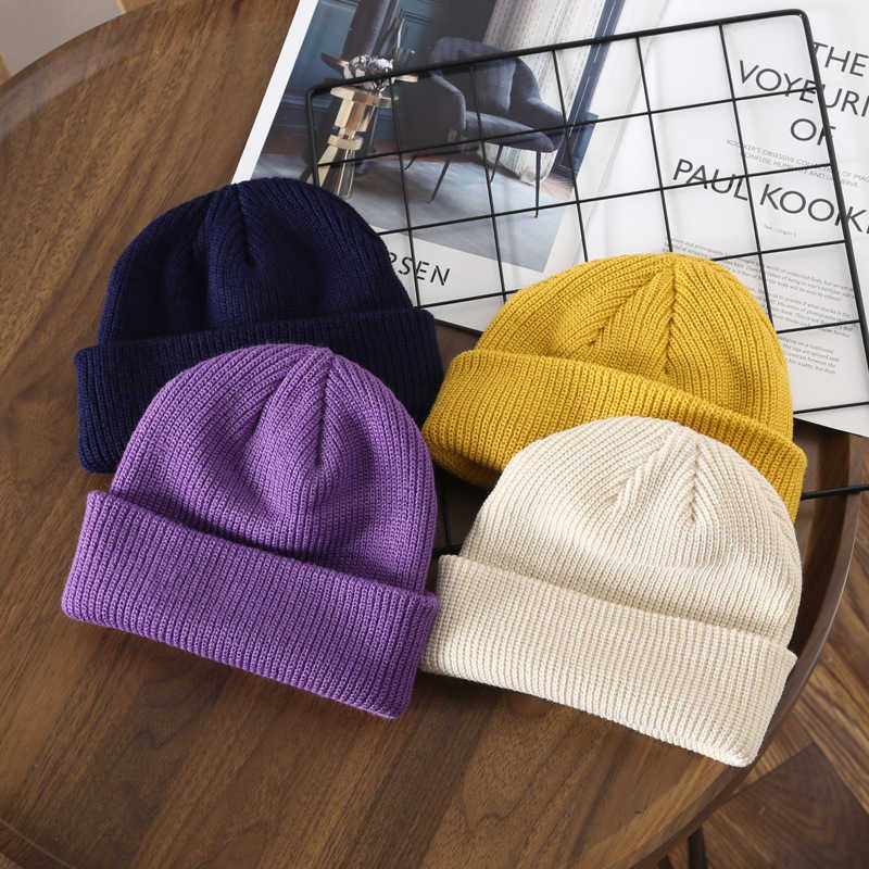 Womens Autumn and Winter Solid Color Light Plate Crimped Knitted Hat Outdoor Leisure Cold Proof and Warm Wool Hat H251020