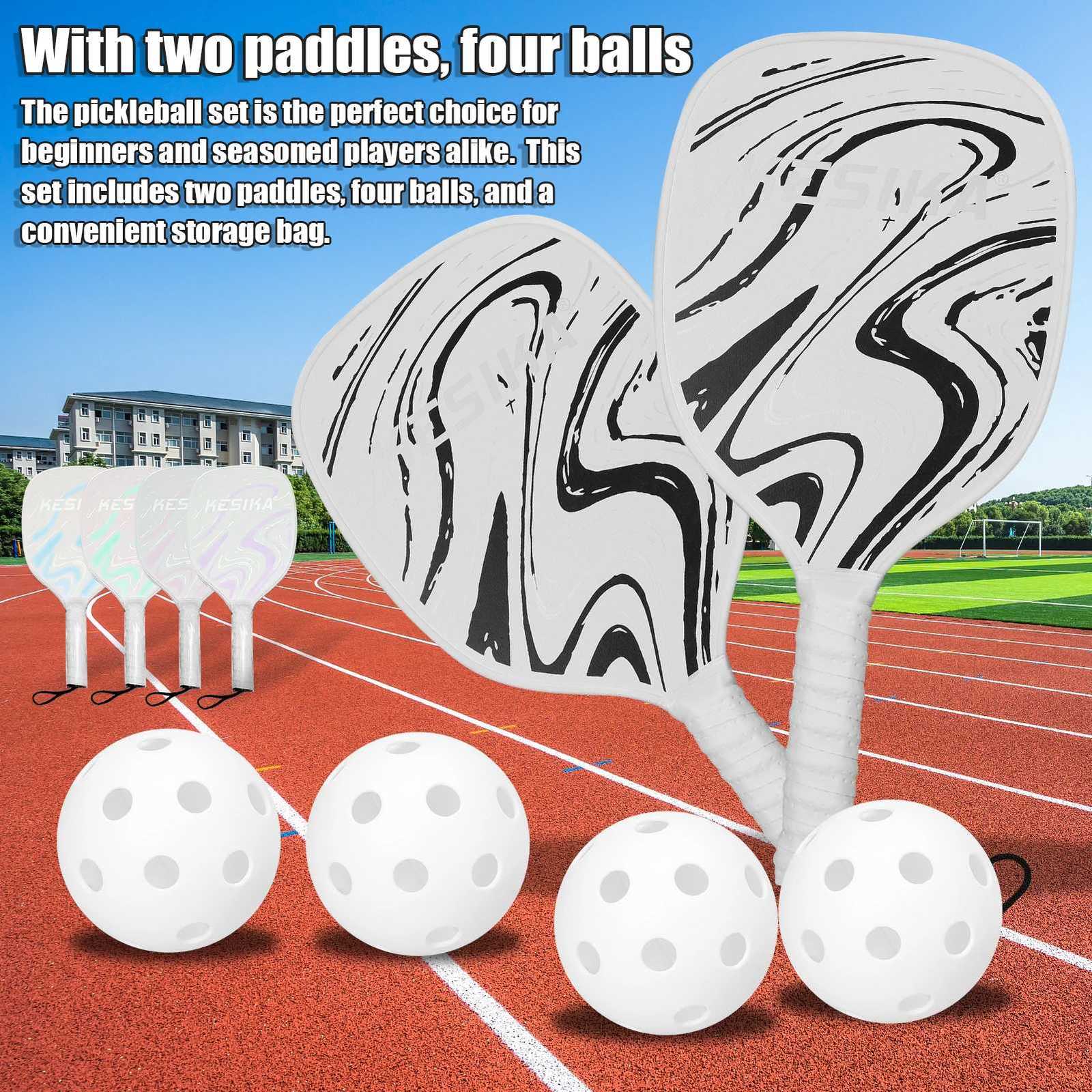 Pickleball Rackets Set Pickleball Paddle Set of 2 Rackets and 4 Pickleballs Balls PickleBall Racquet with Balls Sports W251021