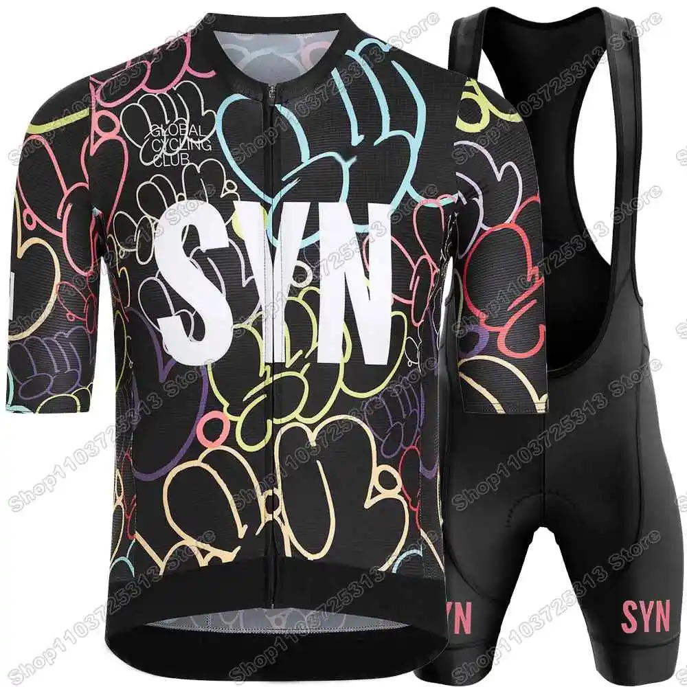 SYN 2025 Cycling Jersey Set Black White Orange Red Cycling Clothing Men TRAINING Short Sleeve Kit Road Bike Shirt Bib Shorts 251021