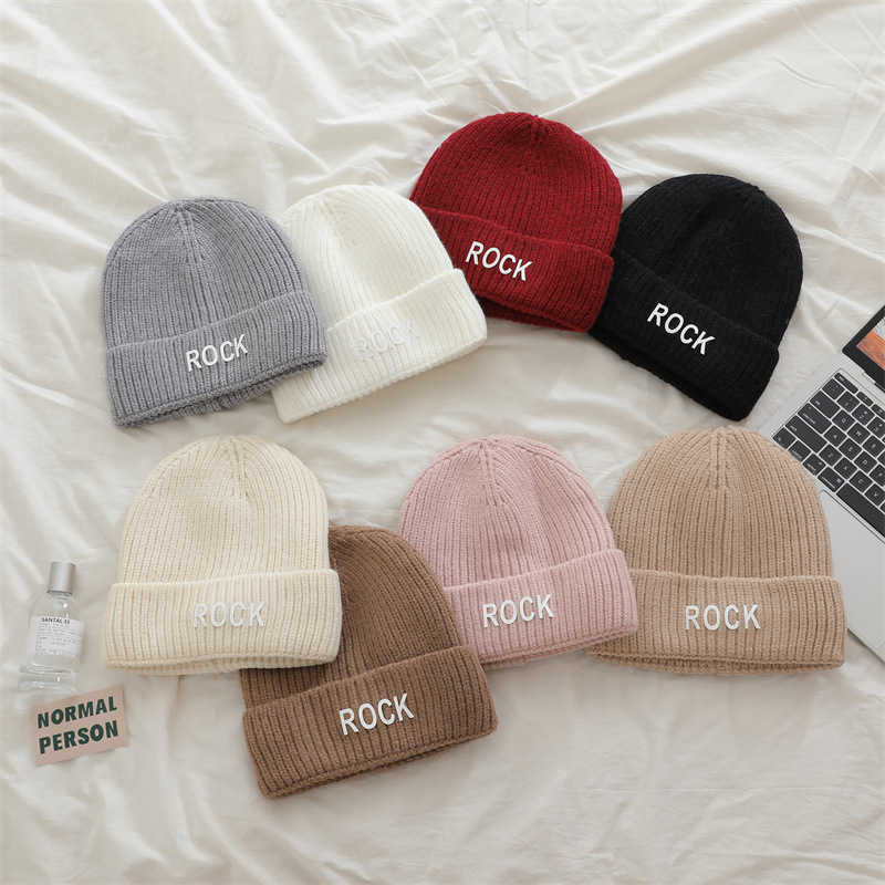 Style Letter Embroidered Wool Hat for Women Winter Fleecelined Thickened Warm Knitted Hat Autumn Winter Versatile Style H251020