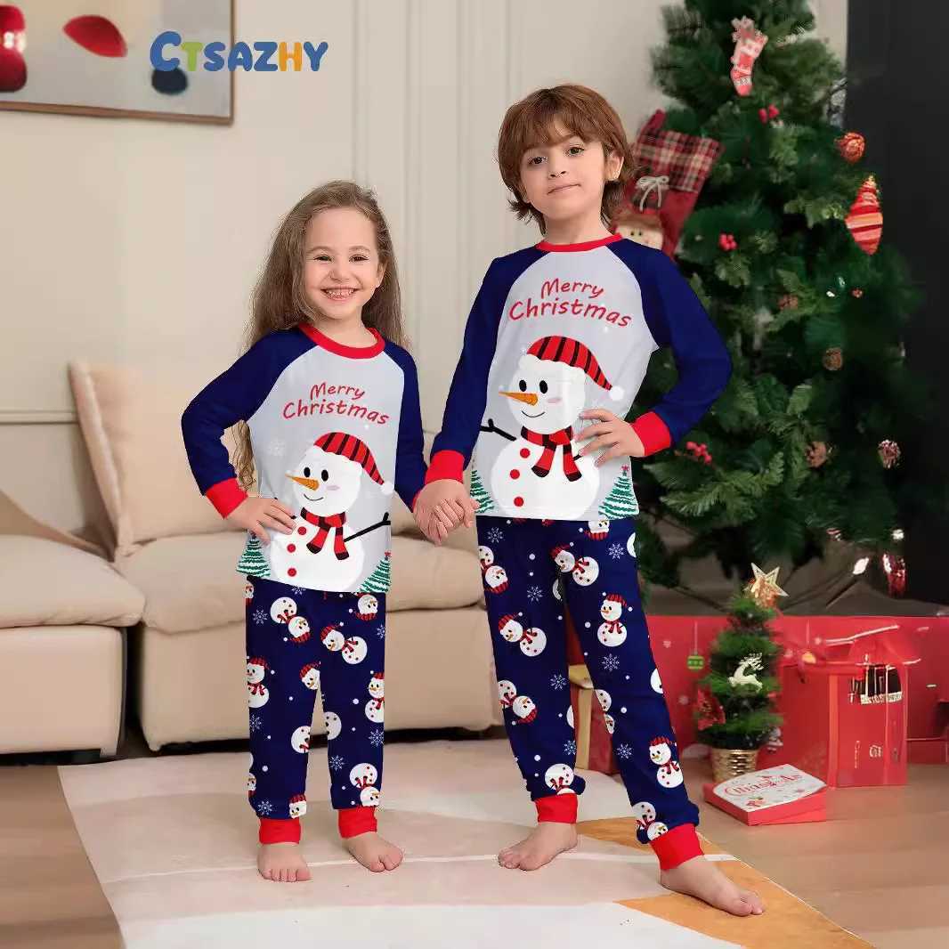 New Year Autumn and Winter white snowman family Christmas pajamas Cartoon family Christmas outfits for three or four people L251021WZ1F