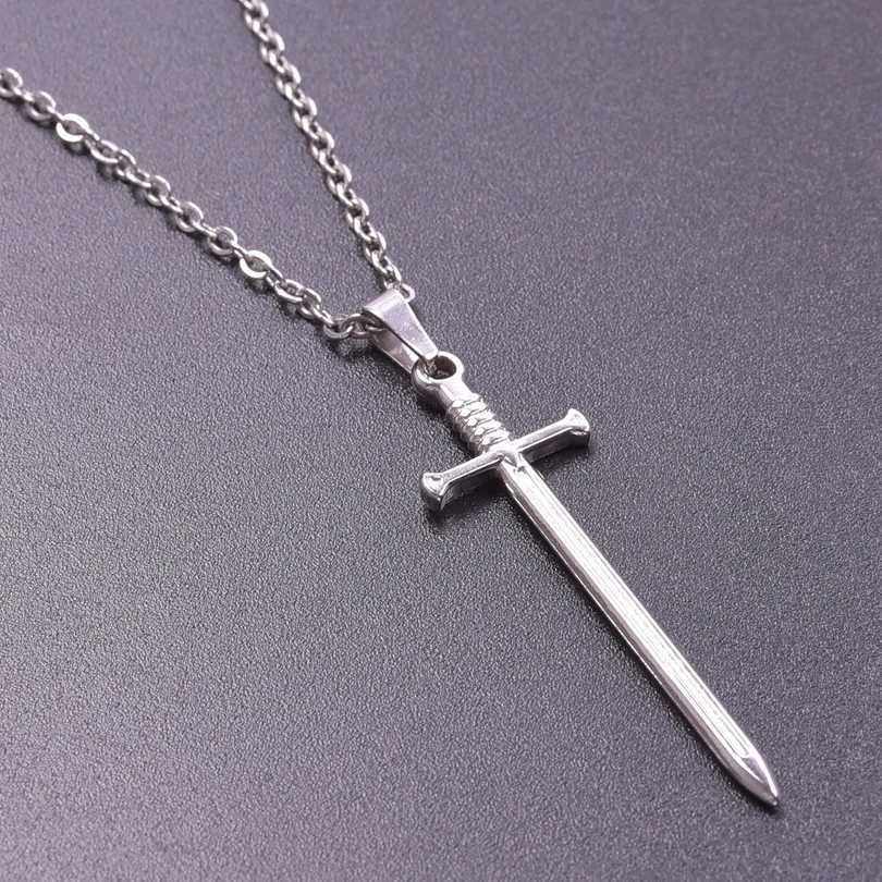 The Sword Pendants Chain Neck Jewelry Stainless Steel Necklace For WomenMen Charm Gothic Collar Steam Punk Accessories ChokersXJ251018