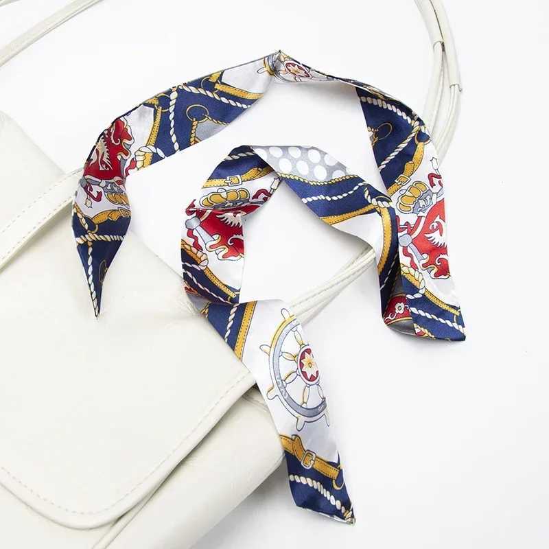 Skinny Scarf Hair Small Women Simple Style Handle Ribbon Fashion Printing Hairband Headscarf Beautiful Scarves Bags for Women W251021
