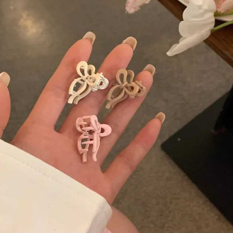 2pcsKorean Style Mini Solid Color Ribbon Bow Design Alloy Hair Claws Trendy Barrettes Side Clips Girls Hair Accessories HeadwearW254021