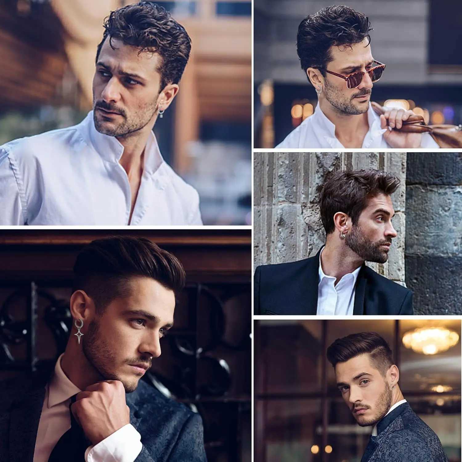 Bobisty 26pcs 18G Hoop Earrings for Men Stainless Steel Stud Emo Men Earrings Chain Cross Dangle Earrings Piercing Jewelry J251021