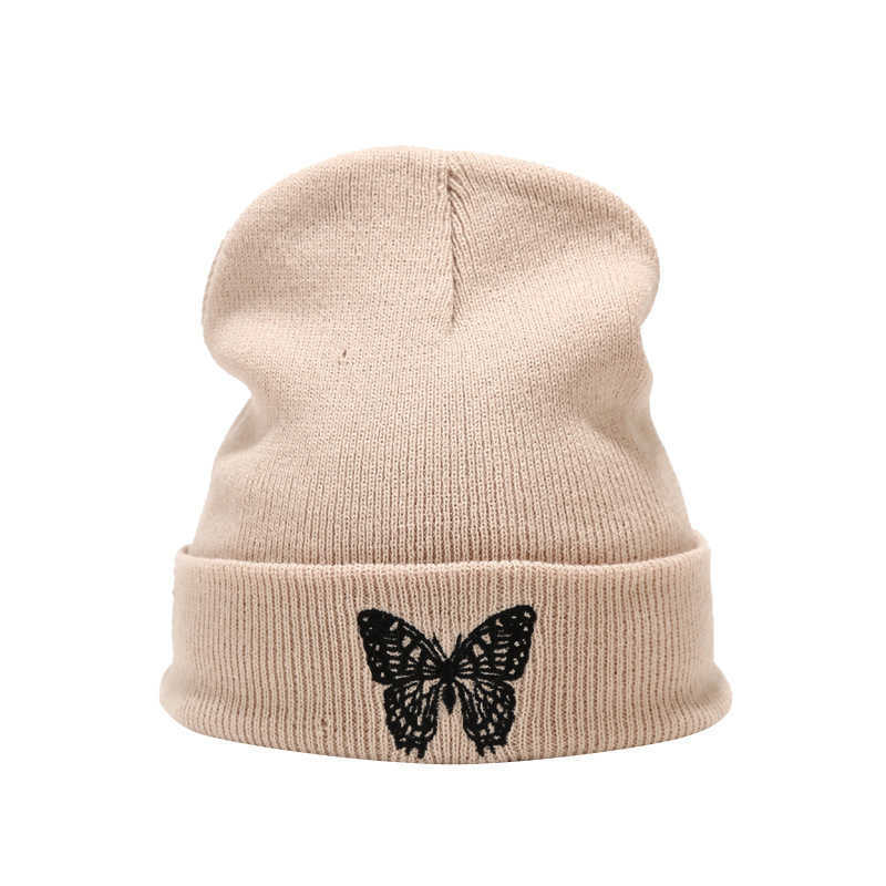 Autumn and Winter New Butterfly Embroidery Knitted Hat Pullover Hat Outdoor Versatile Warm Wool Hat H251020
