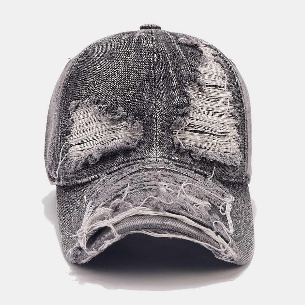 Fashion Washed Vintage Distressed Soft Top Baseball Cap Large Head Circumference Sun Protection Solid Color Frayed Edge Duckbill Cap Unisex Hat H25102