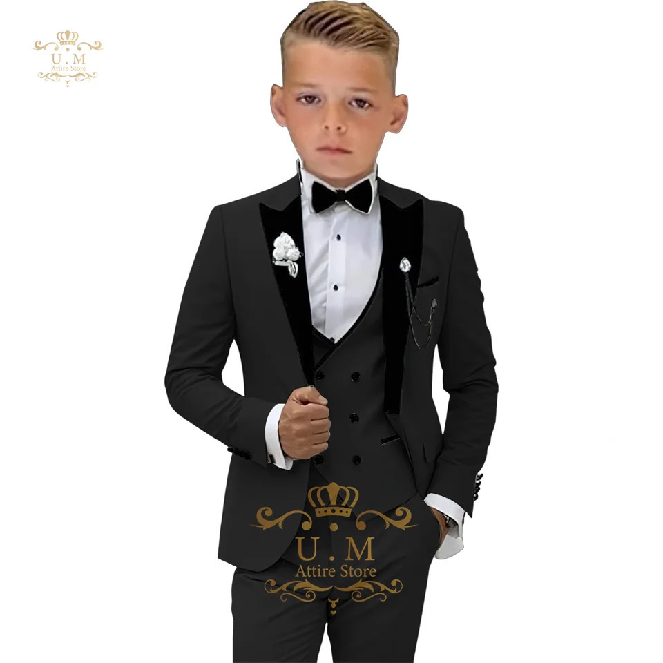 Boys 3piece suit jacketvestpants white singlebreasted classic set for pupil school boy wedding pageboy prom party tuxedo 251017