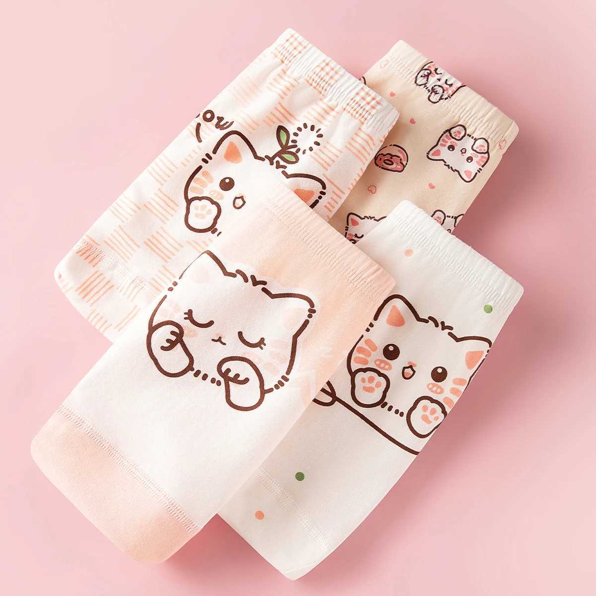 4PCSset Girl Underwear Cotton Cute Cartoon Pet Cat Children Shorts Cute Lovely Underpants Soft Little Girls Kids Boxer Panties J251021