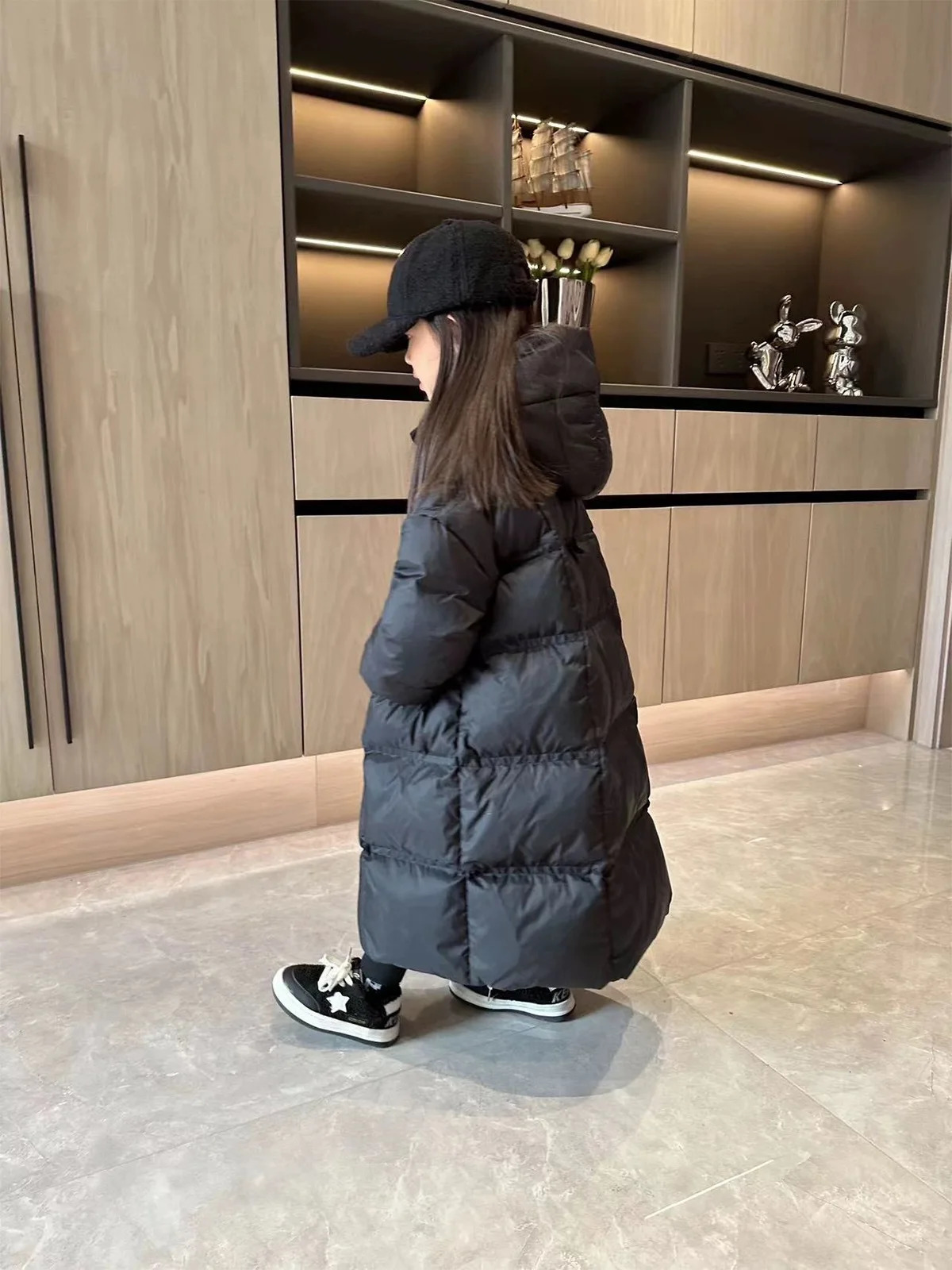 Winter Clothing For Girls Down Jacket Overknee Length Child Hooded Cotton Coat Kids Waterproof Heat Parka XMP456 251017
