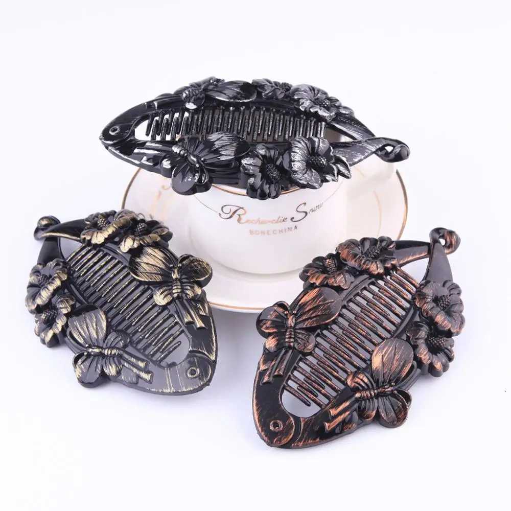 Furling Girl 1 PC Fashion Vintage Fish Shape Hair Clips Lrregular Flower Hair Jewelry Banana Hairpins For Women Hair AccessoriesW254021