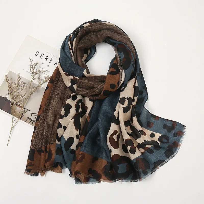 Spring Designer unique luxury brown ladies wild leopard scarf female long scarf shawl thin brown fashionable scarf long shawl W251021