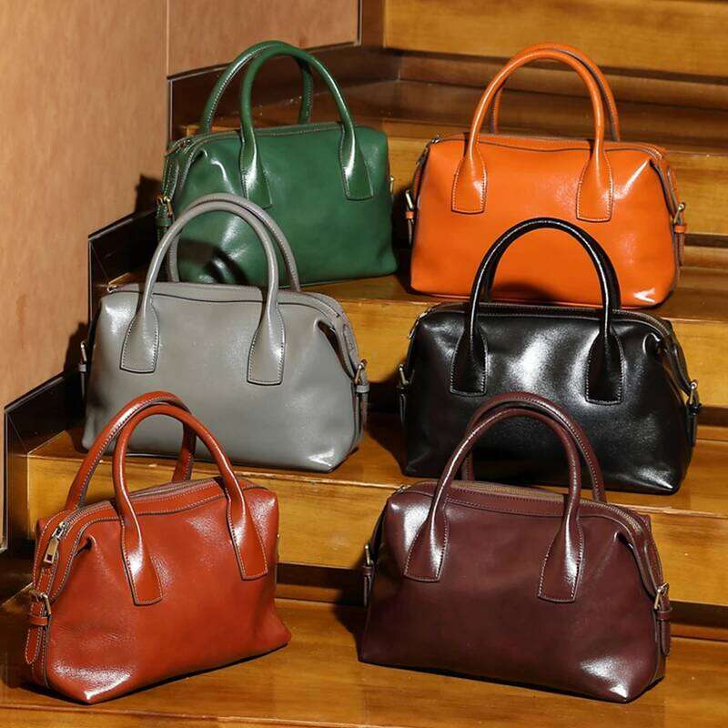 Burminsa Cowhide Genuine Leather Pillow Tote Handbags For Women 2025 Designer Bowling Work Ladies Shoulder Crossbody Bags