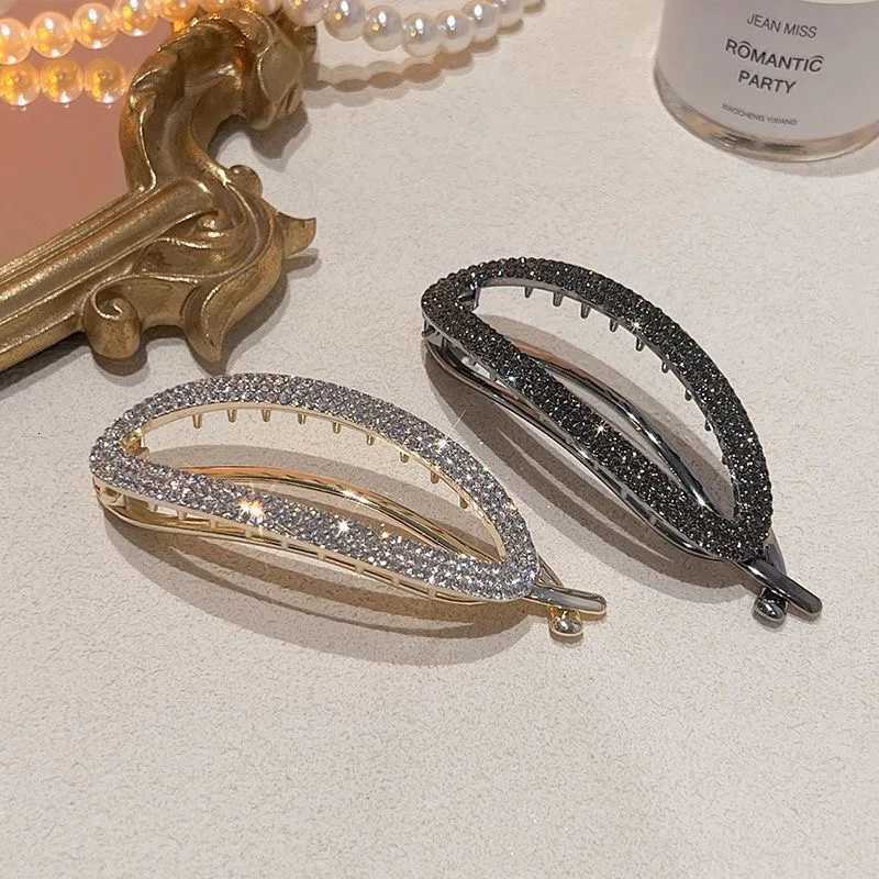 Fashion Metal Oval Rhinestone Hair Clip For Women Girls Elegant Round Sweet Crystals Hairpins Barrettes Hair AccessoriesW254021