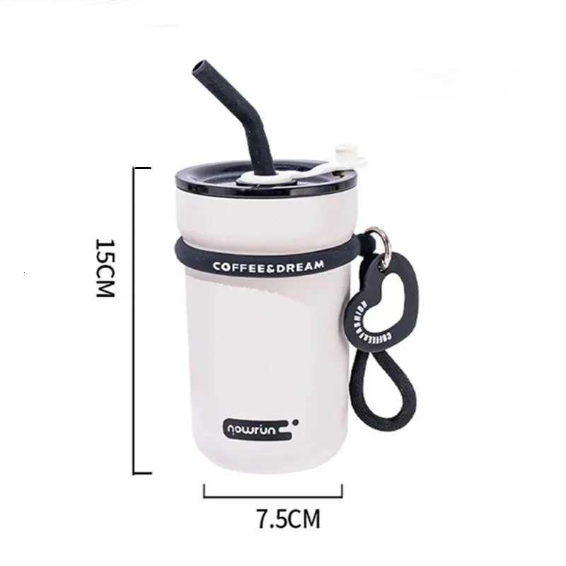 Fashion stainless steel coffee cups with straws largecapacity leakproof vacuum bottles cold drinks bottles and travel cups Y251021