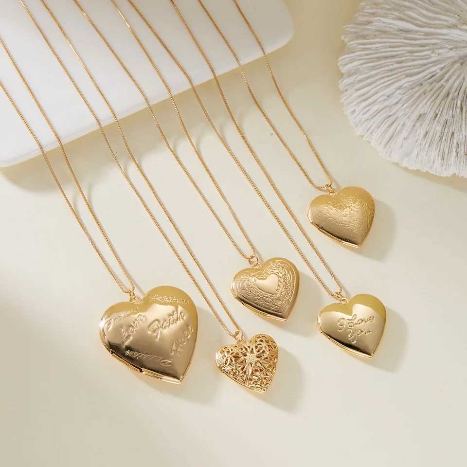 Gold Plated Heartshaped Pendants Can Openable Photo Frame Love Faith Hope Locket Pendant Necklace Family Jewelry GiftXJ251018