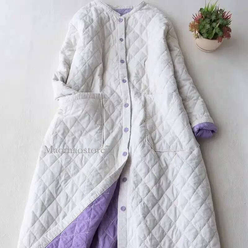 Thin Style Long Cotton Jacket Casual Versatile Commuting Solid Color Oversized Loose Fit Full Sleeve Women Quilted Coat goose coat women