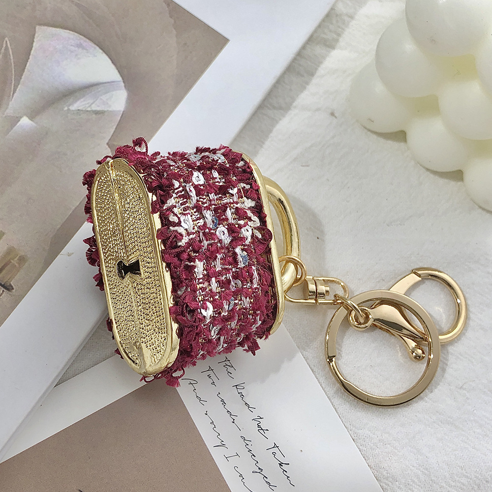 bag charms Creative Small Gift Korean Velvet Ins Bag Lock Shape Pendant Metal Keychain Cartoon key chain Z260130