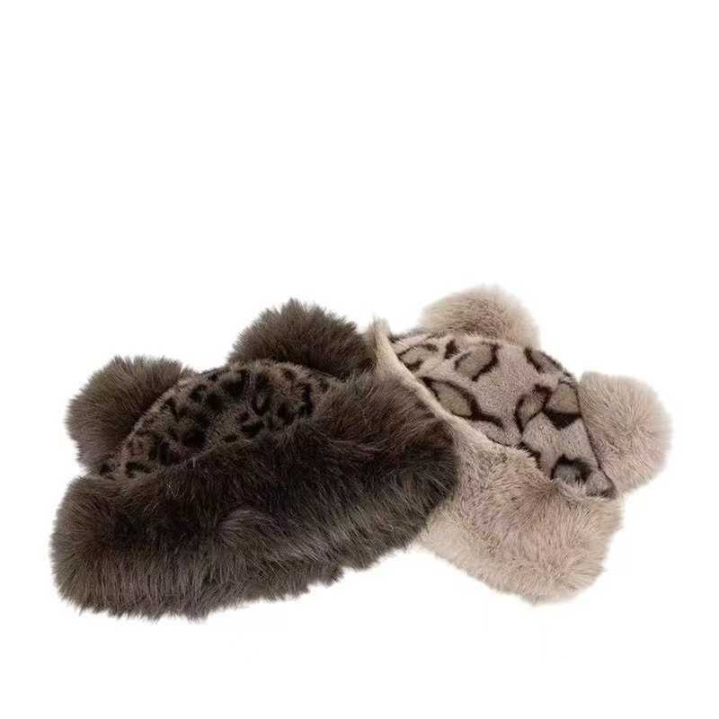 Leopard Print Plush Celebrity Hat for Women Autumn and Winter New Thickened Ear Protection Faux Fur Hat H251020