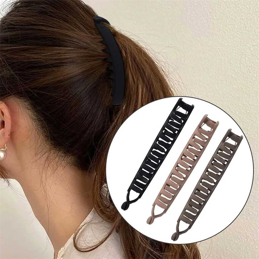 3Pcsset Large NonSlip Hair Clips Sturdy Frosted Solid Color Oval Ponytail Holders for Thick HairBanana ClipW254021