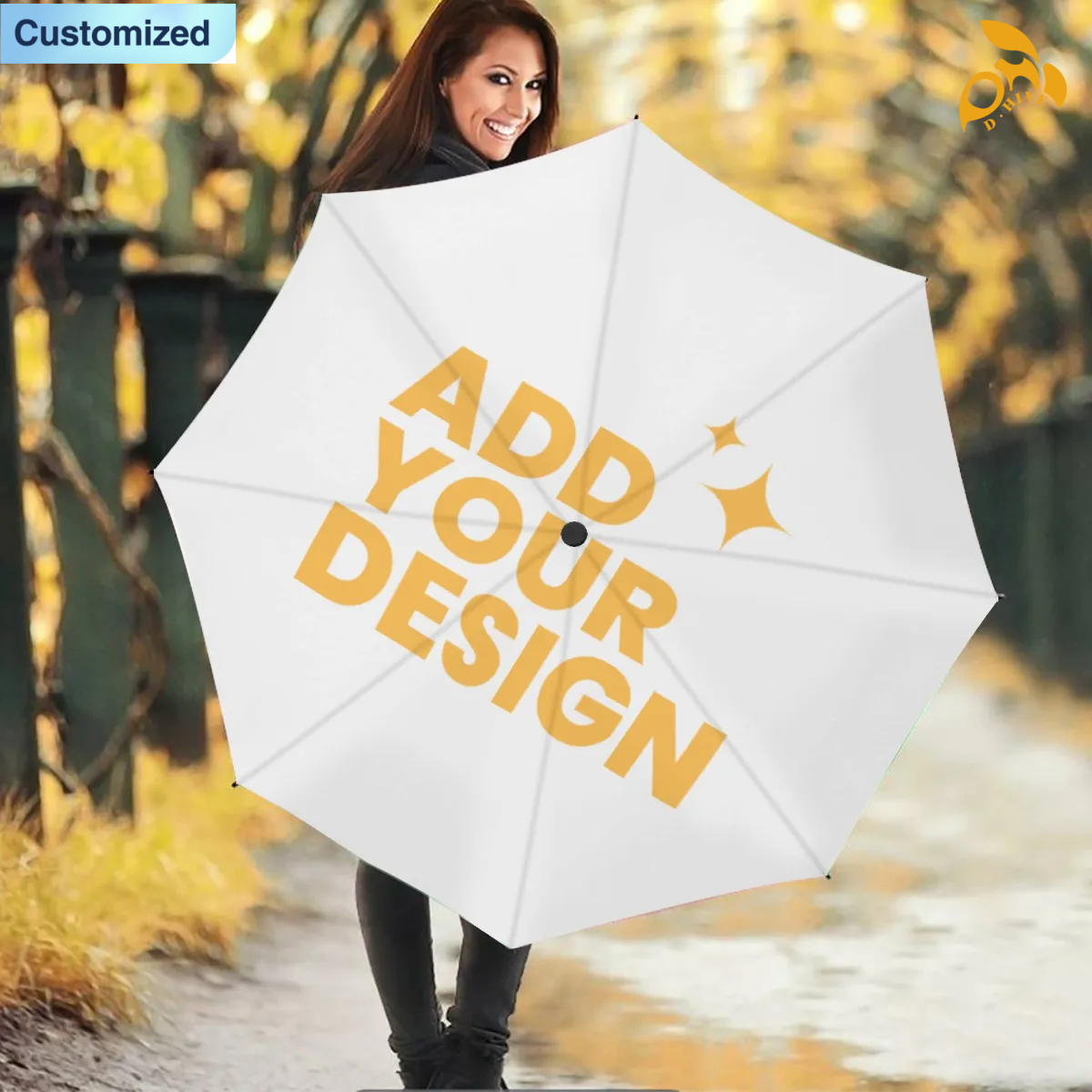 Free Shipping of Customized Umbrella Sturdy Windproof Compact Foldable Effective UV-Protective Durable Water-Repellent Umbrella