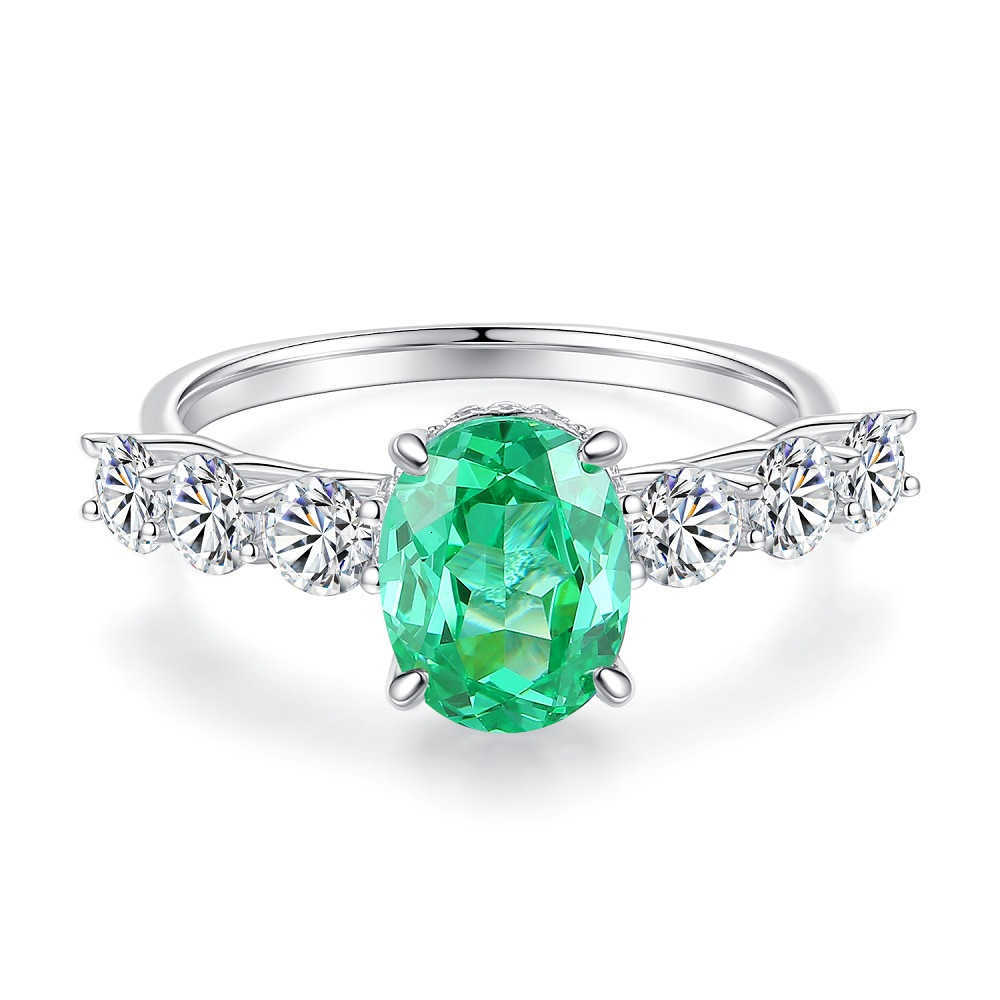 Green zircon square stone ring womens luxury crystal engagement ring classic gold wedding ring womens minimalist band W240925